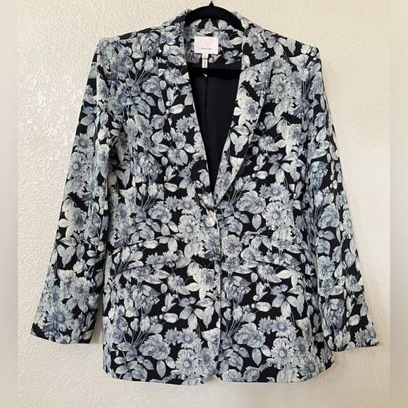 New Cinq a Sept Cheyenne Floral-Print Blazer In Slate Multi Size 8 - Picture 3 of 9